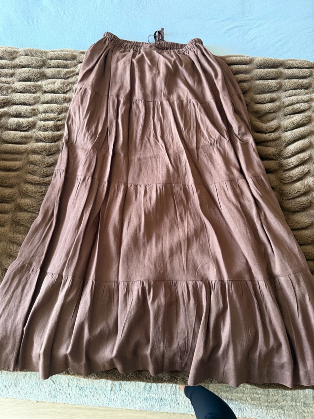 Rhythm Brown Maxi Skirt - Women's Casual Flowing Skirt - Picture 3 of 4